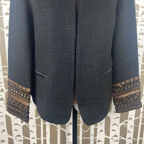 Chico's Novelty Sleeve Tweed Textured Jacket Blazer 0 Black - Picture 10 of 16